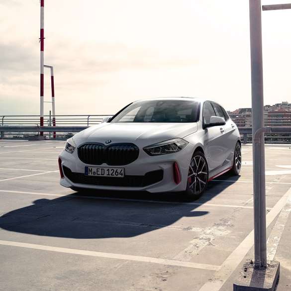 BMW 1 Series 128ti three-quarter front view BMW 1 Series 128ti F40 three-quarter front view on parking level