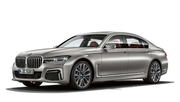 BMW M760Li xDrive Sedan G11 G12 2019 Frozen Dark Silver metallic three-quarter side view M Aerodynamics package BMW M760Li xDrive Sedan G11 G12 2019 Frozen Dark Silver metallic three-quarter side view M Aerodynamics package