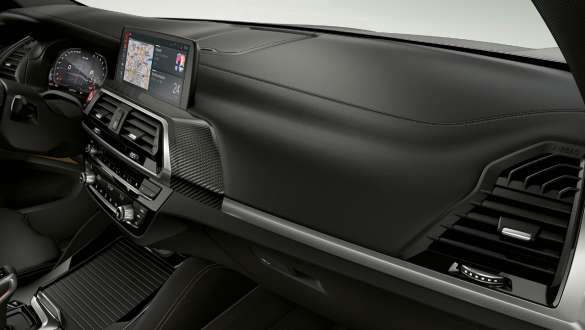 BMW X3 M Competition SUV F97, ‘Carbon Fibre’ interior trim strips. BMW X3 M Competition SUV F97, interior, ‘Carbon Fibre’ interior trim strips.