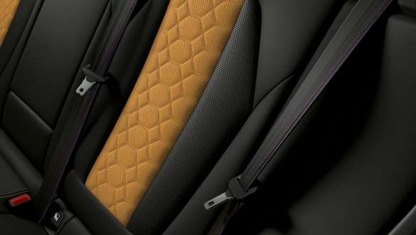 BMW X3 M Competition SUV F97, M seat belts. BMW X3 M Competition SUV F97, interior, M seat belts.
