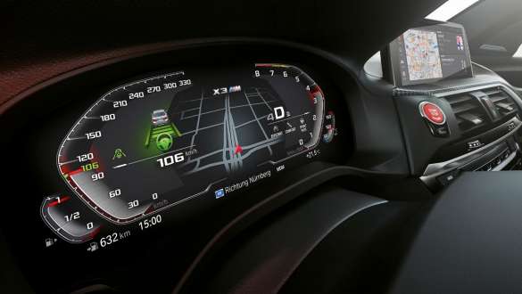 BMW X3 M Competition SUV F97, M specific instrument cluster. BMW X3 M Competition SUV F97, interior, cockpit, M specific instrument cluster.