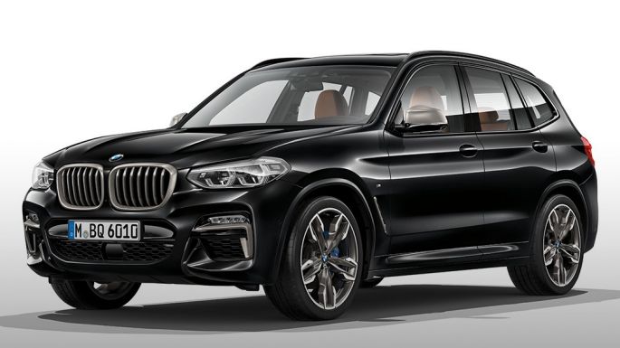 BMW X3 M40i and BMW X3 M40d, side view. BMW X3 M40i and BMW X3 M40d in Black Sapphire metallic, exterior, side view.