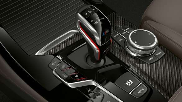 BMW X4 M Competition SUV F98, M gear lever. BMW X4 M Competition SUV F98, interior, M gear lever.