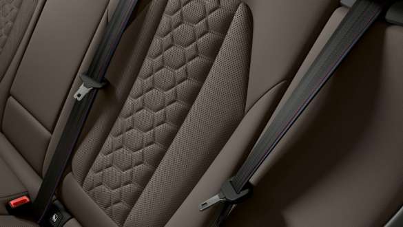 BMW X4 M Competition SUV F98, M seat belts. BMW X4 M Competition SUV F98, interior, M seat belts.