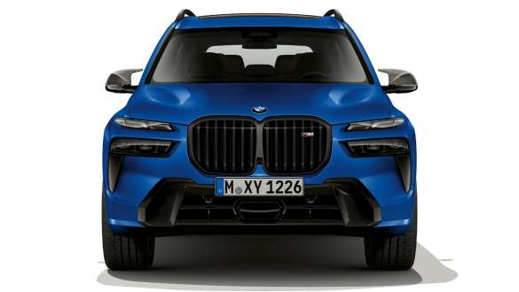 BMW X7 M60i xDrive G07 LCI Frozen Marina Bay Blue front view standing BMW X7 M60i xDrive G07 LCI Frozen Marina Bay Blue front view standing