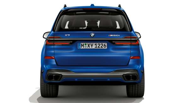 BMW X7 M60i xDrive G07 LCI Frozen Marina Bay Blue rear view standing BMW X7 M60i xDrive G07 LCI Frozen Marina Bay Blue rear view standing