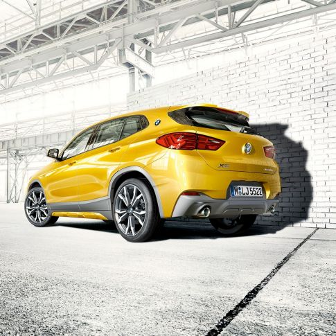 Three quarter rear view BMW X2 F39 BMW X2 2020 F39 Brooklyn Grey three quarter rear view