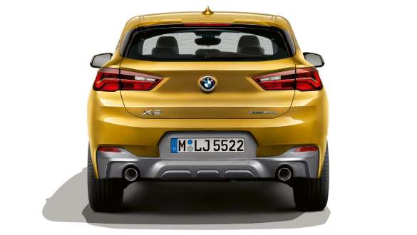 Rear view BMW X2 SUV F39 Rear view BMW X2 SUV 2018 F39 Galvanic Gold metallic