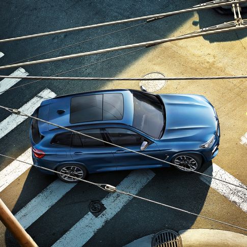 BMW X3 M40i SUV G01 bird's eye view roof and bonnet BMW X3 M40i SUV G01 bird's eye view roof and bonnet