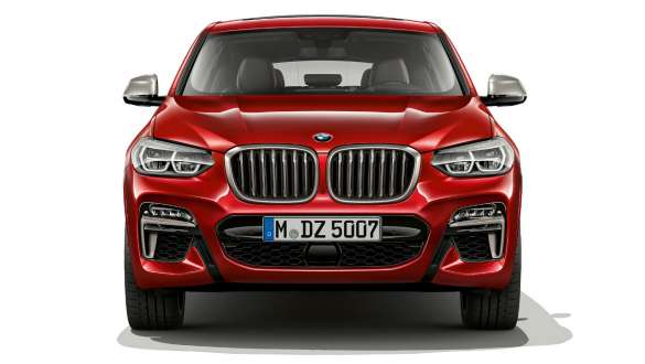 Bonnet and double kidney grille BMW X4 Bonnet and double kidney grille BMW X4 M40i G02 2018 Flamenco Red brilliant effect front view