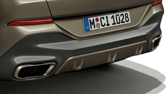 M sport exhaust system oft he BMW X6. Close-up of the M sport exhaust system oft he BMW X6.