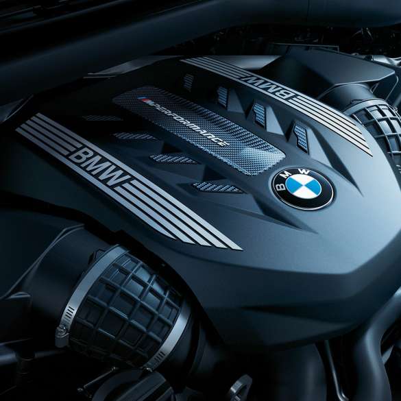 BMW X6 SUV G06 engine. Close-up view of the BMW X6 SUV G06 engine.