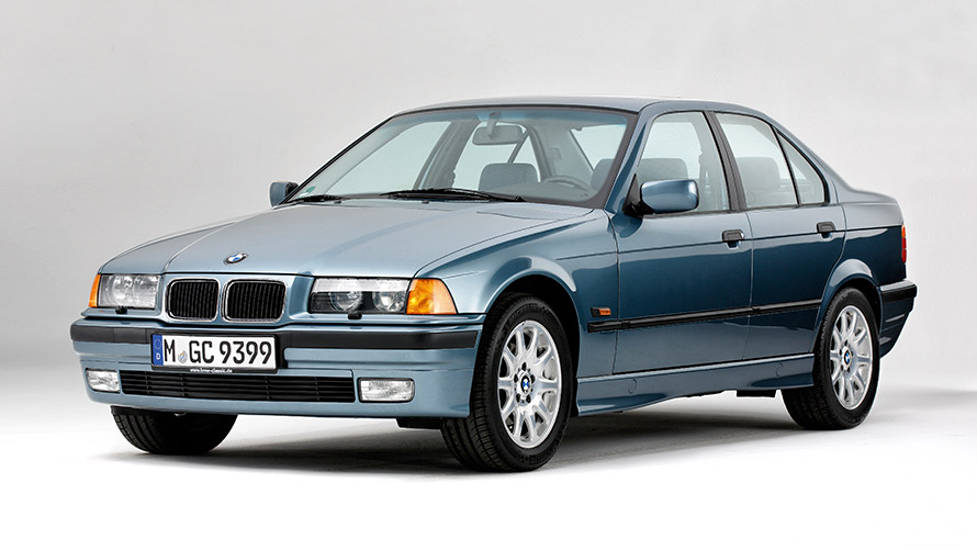 BMW 3 Series Sedan E36 third generation three-quarter front view BMW 3 Series models BMW 3 Series Sedan E36 third generation three-quarter front view