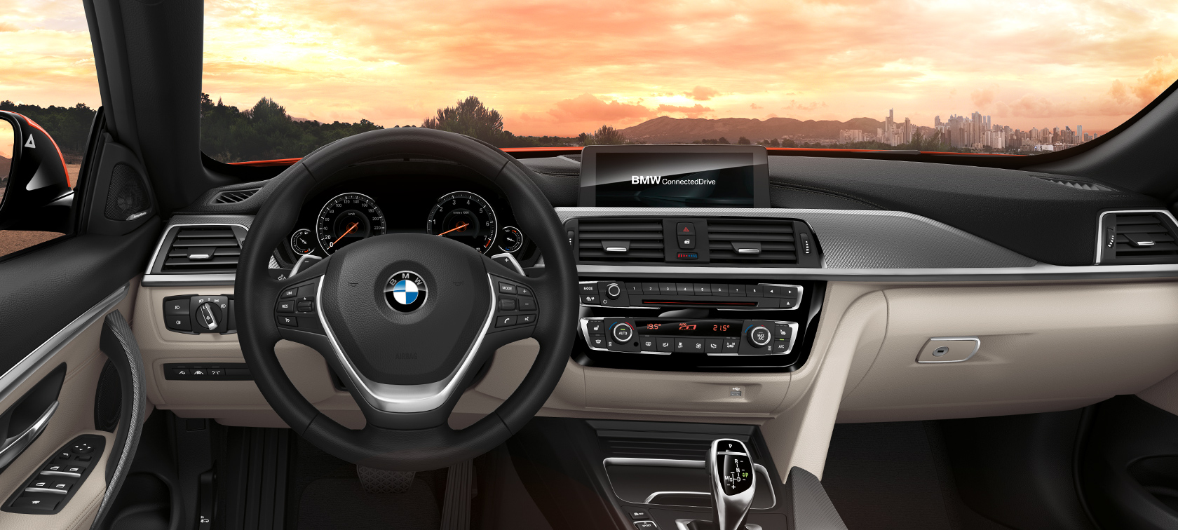 BMW 4-Series Convertible grey and black car interior: steering wheel BMW 4-Series Convertible grey and black car interior: steering wheel