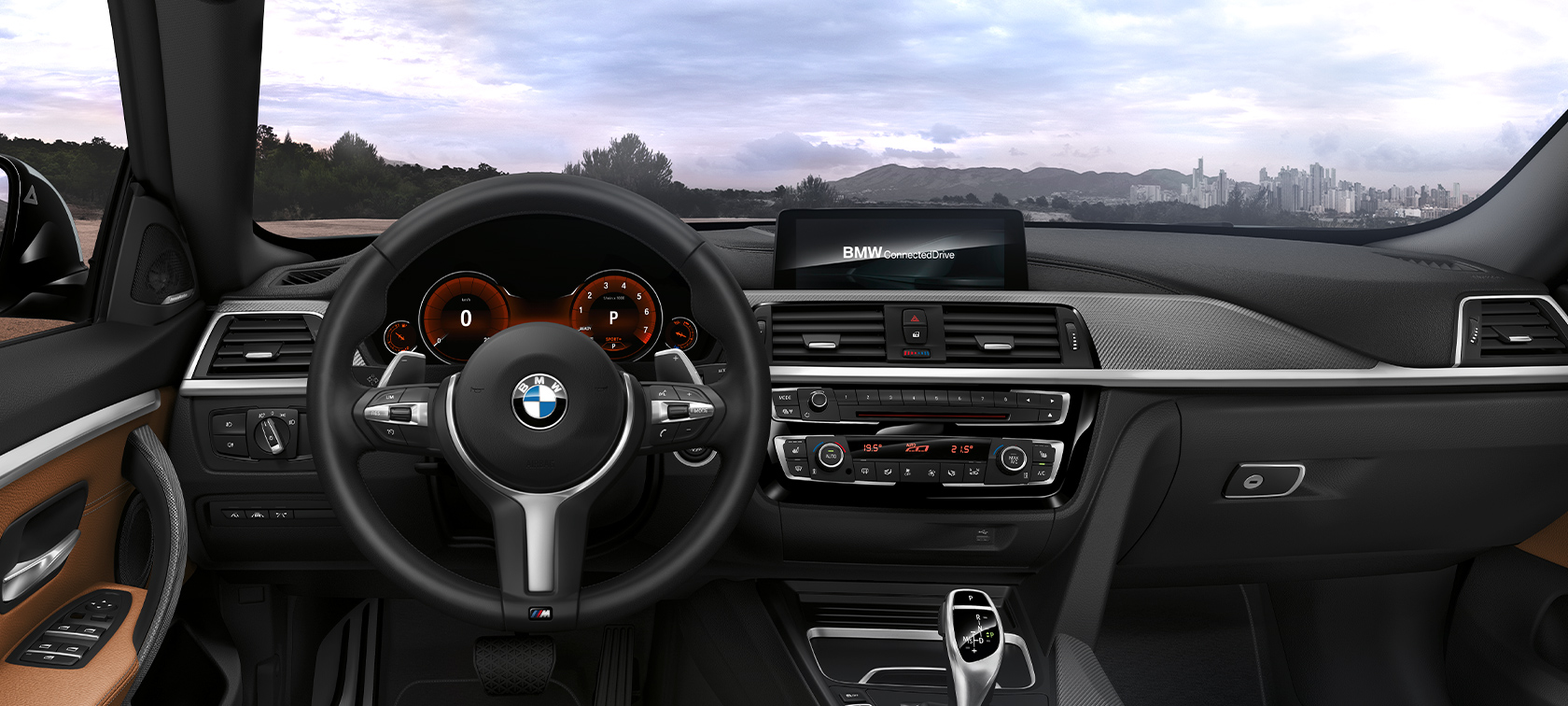 BMW 4-Series Gran Coupe black and brown inside view BMW 4-Series Gran Coupe black and brown inside view