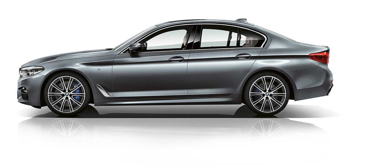 BMW 5-Series Sedan profile view: metallic minimalist car BMW 5-Series Sedan profile view: metallic minimalist car