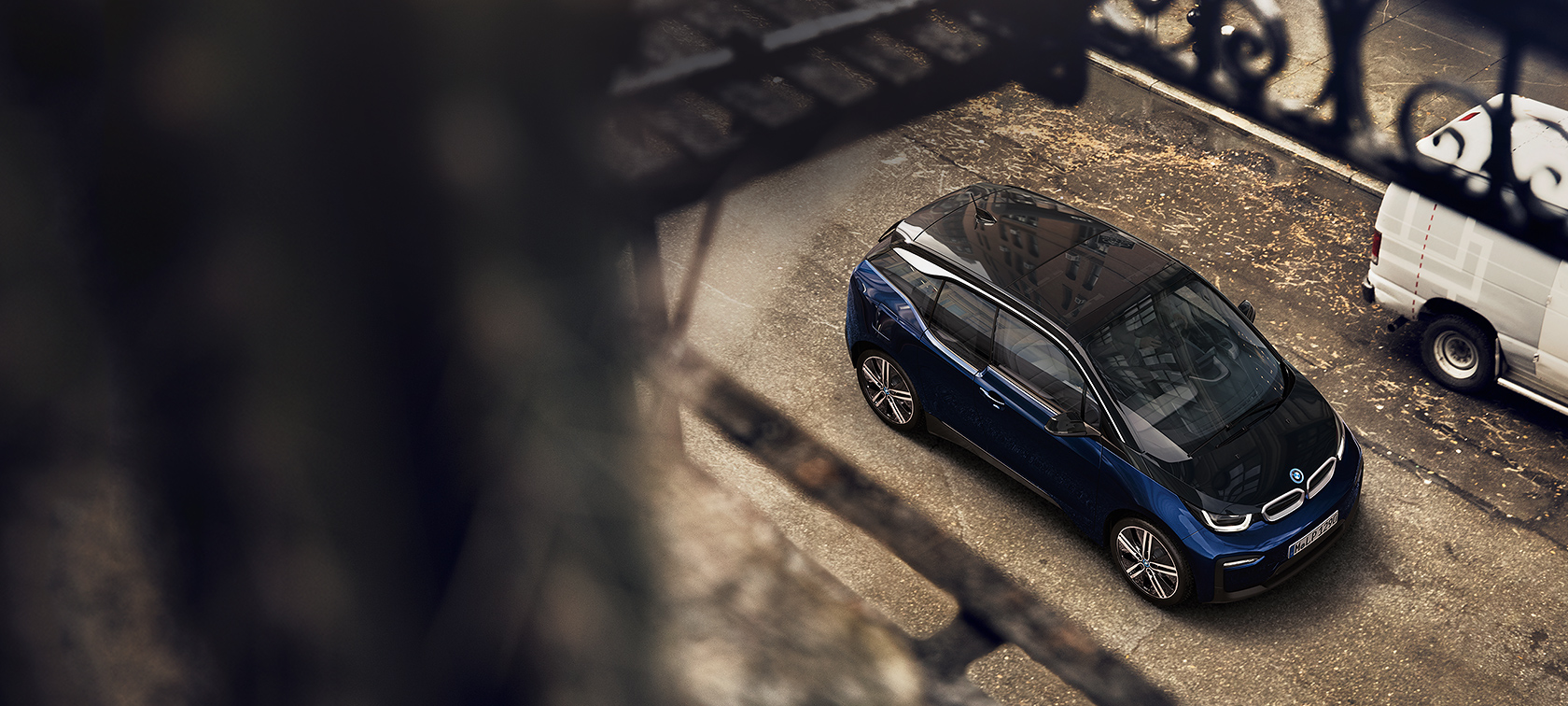 BMW i-Series i3 dark blue on the streets BMW i-Series i3 dark blue on the streets