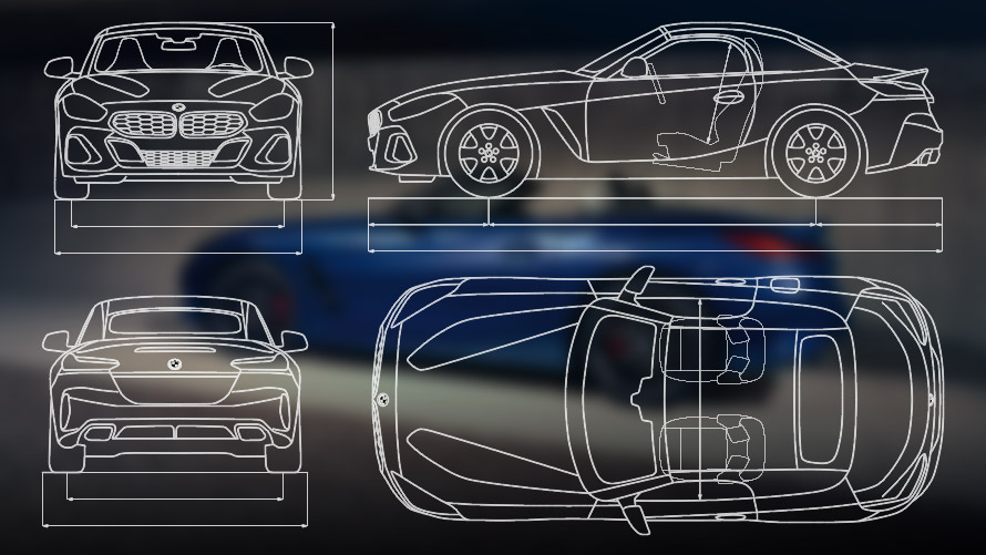 BMW Z4 M40i G29 technical data sketch BMW Z4 M40i G29 2022 technical data sketch