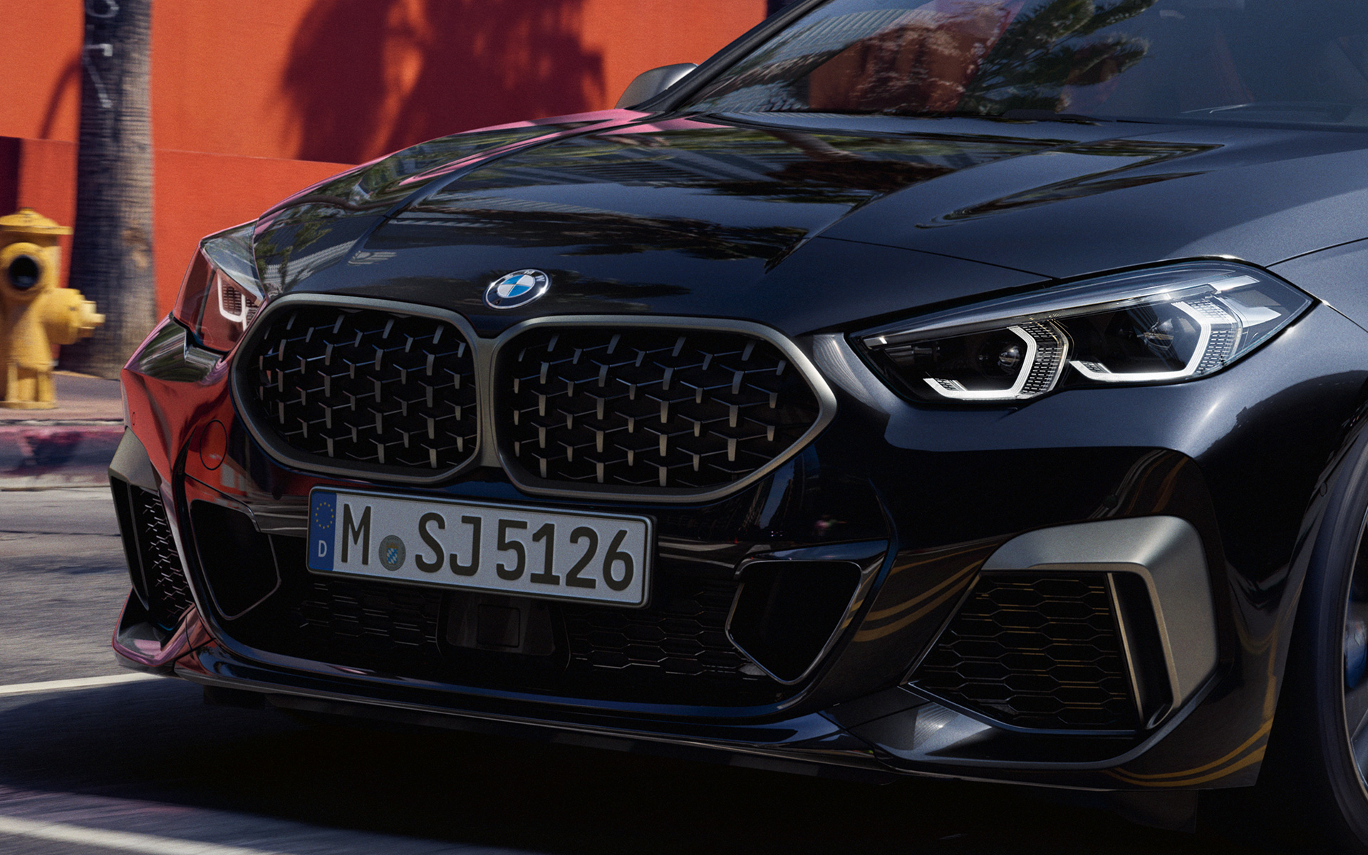 Front design BMW M235i xDrive Gran Coupé F44 Front design BMW M235i xDrive Gran Coupé F44 2020 Black Sapphire metallic three-quarter front view