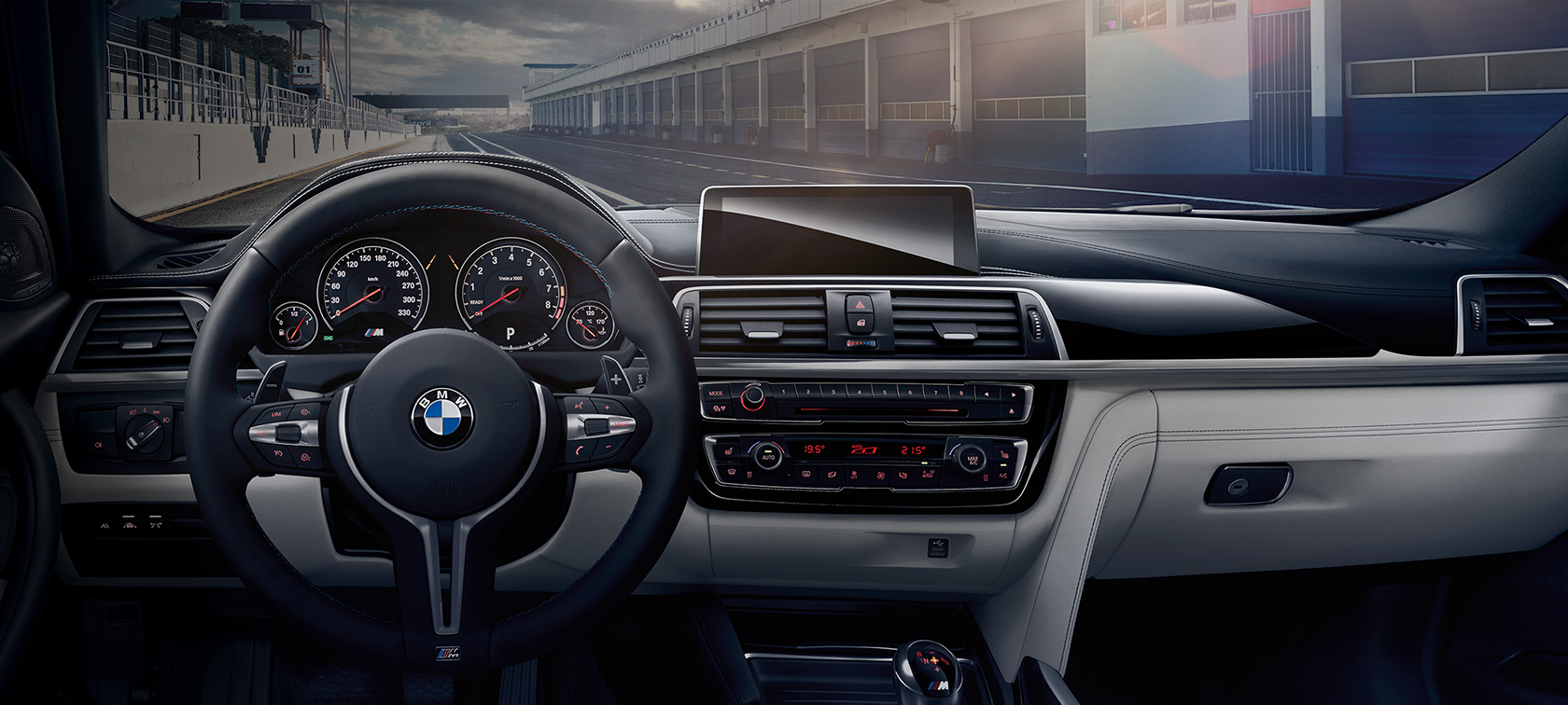 BMW M-Series M3 Sedan grey and black steering wheel front view car BMW M-Series M3 Sedan grey and black steering wheel front view car