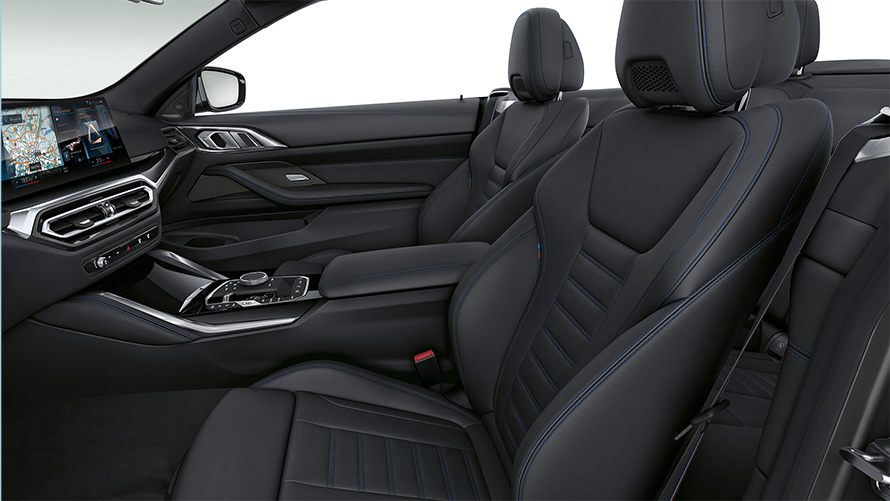 BMW M440i xDrive Cabrio G23 2020 interior sport seats for driver and front passenger leather upholstery