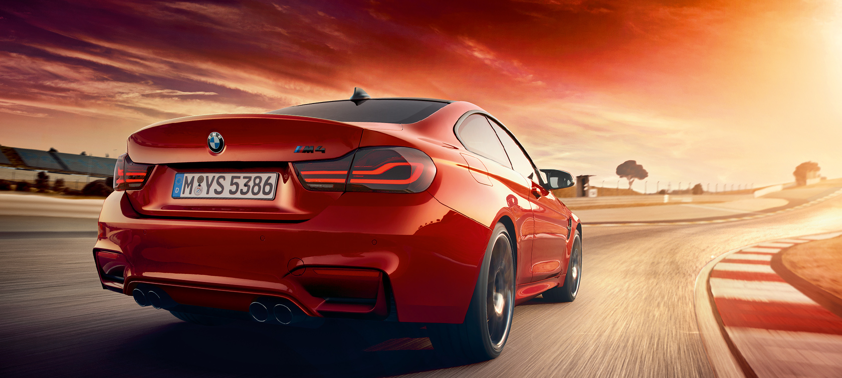 BMW M-Series M4 Coupe red: sunset road drive BMW M-Series M4 Coupe red: sunset road drive