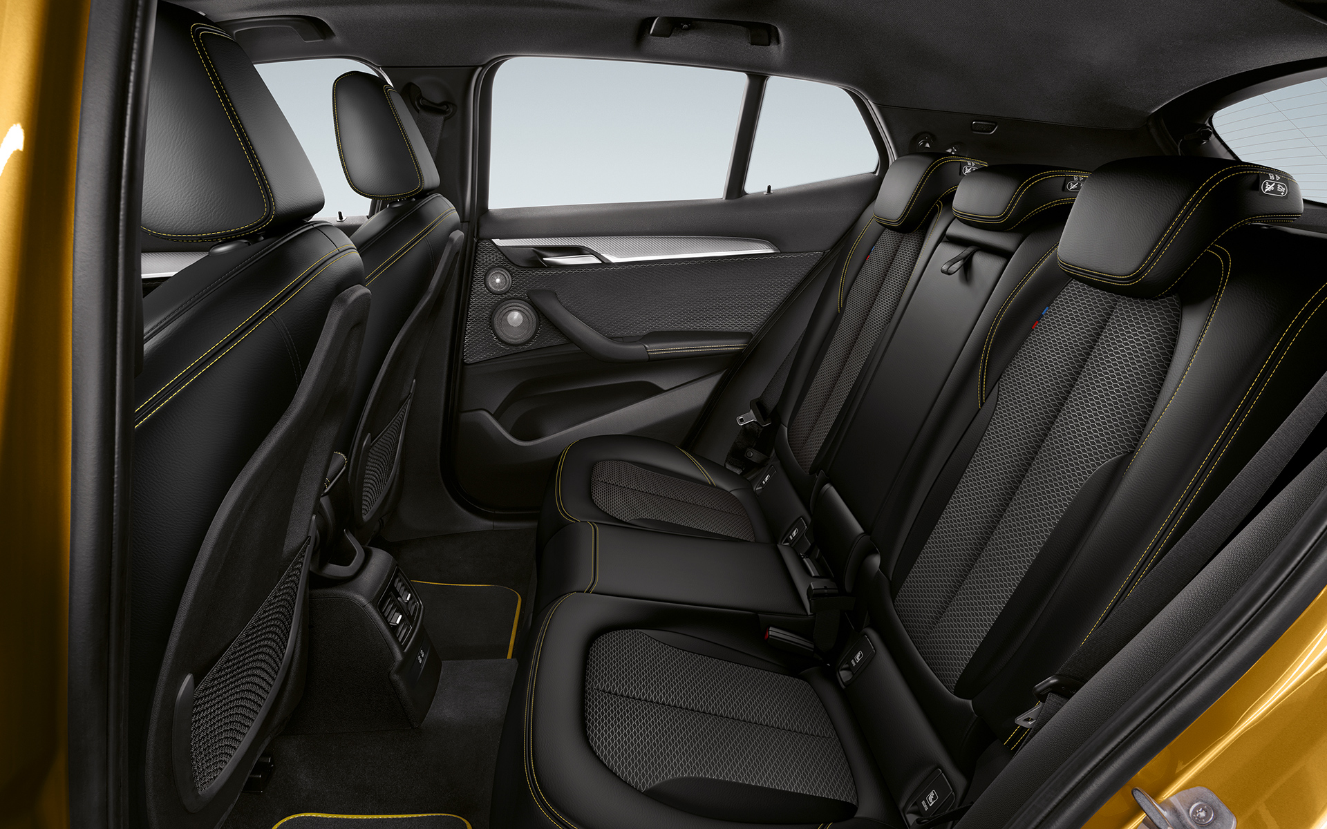 BMW X2 interior, sport seats. BMW X2 interior, view of sport seats.