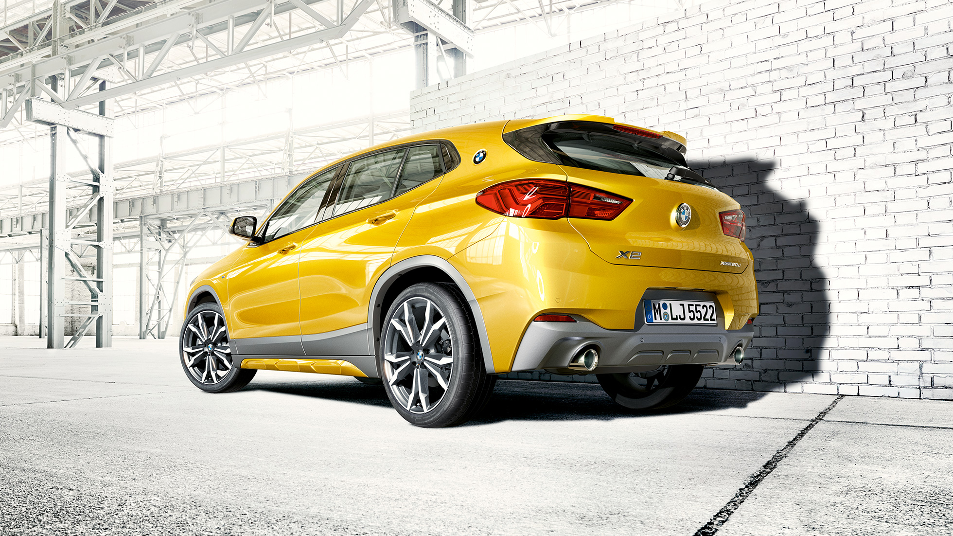 Three quarter rear view BMW X2 F39 BMW X2 2020 F39 Brooklyn Grey three quarter rear view