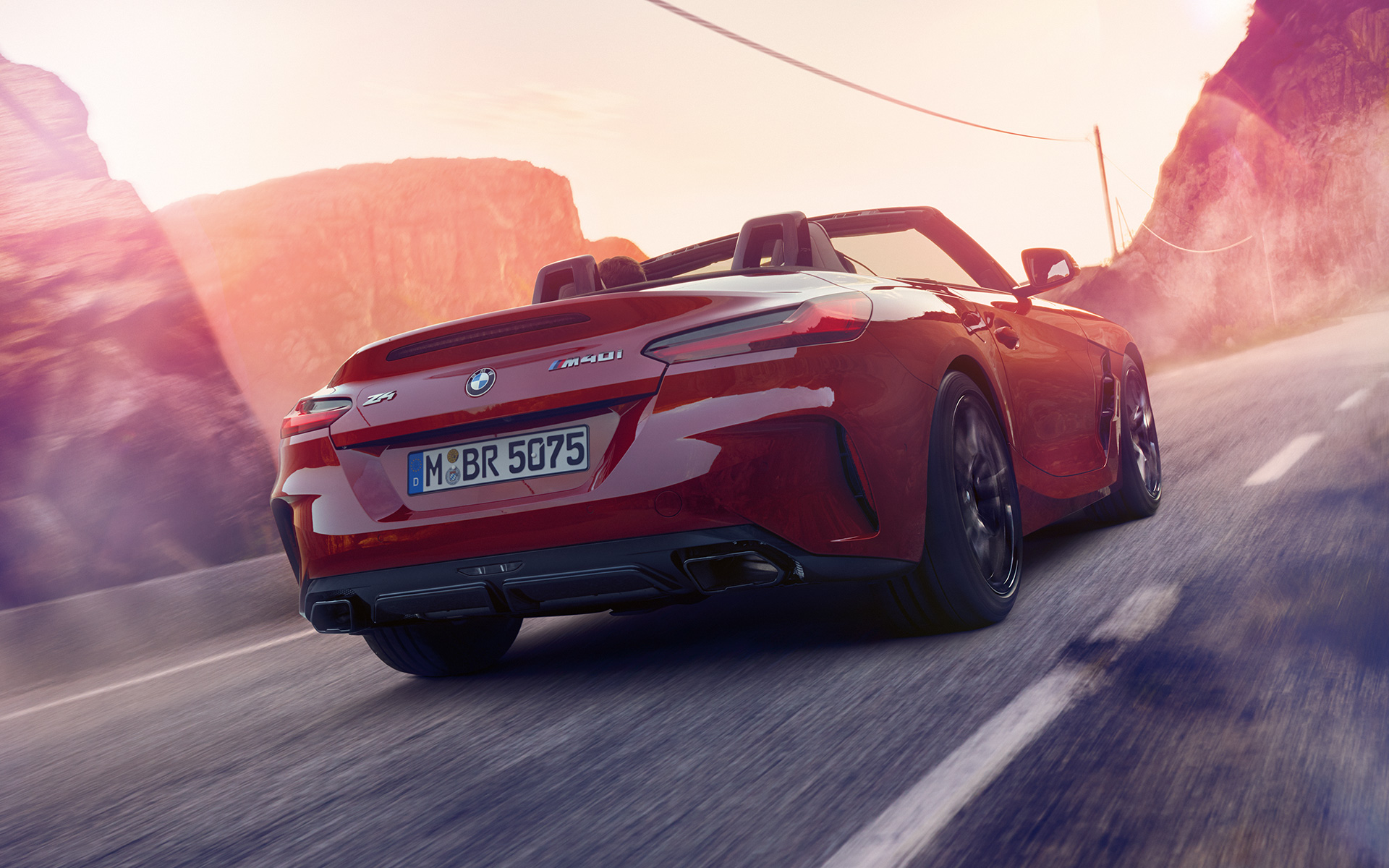 Rear shot of the BMW Z4 Roadster (G29) on country road
