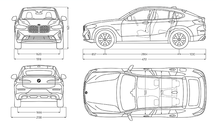 BMW X4 G02 technical data sketch   BMW X4 G02 technical data sketch