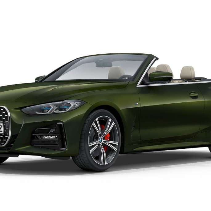 BMW 4 Series Convertible G23 2020 Model M Sport Sanremo Green metallic three-quarter front view