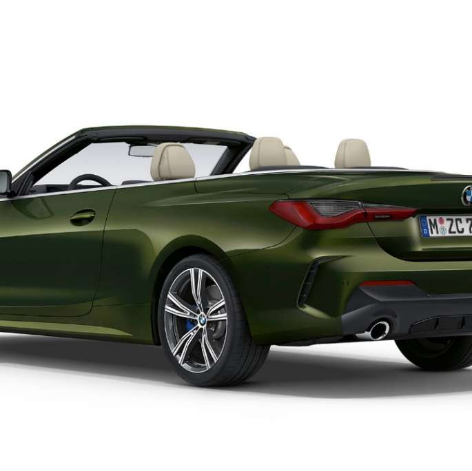 BMW 4 Series Convertible G23 2020 Model M Sport Sanremo Green metallic three-quarter rear view