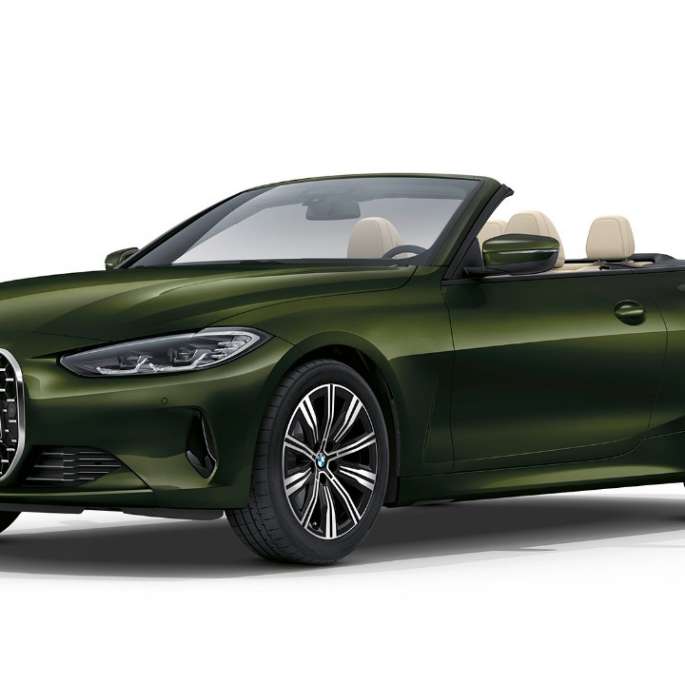 BMW 4 Series Convertible G23 2020 base model Bluestone metallic three-quarter front view